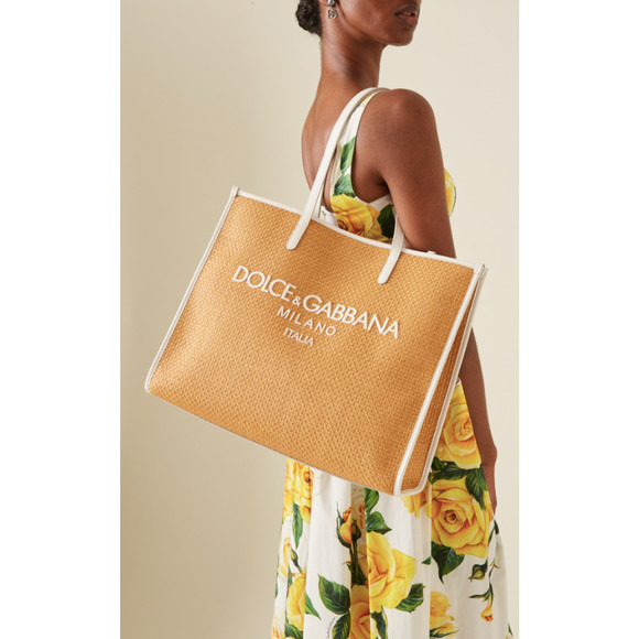 NEW DOLCE & GABBANA LARGE RAFFIA STRAW SUMMER LARGE TOTE BAG NWT - Picture 1 of 15